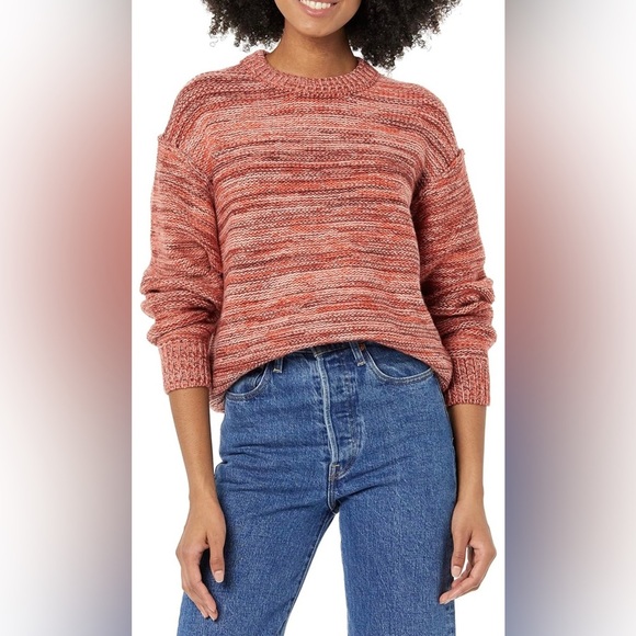 UGG Medium Sweater Avianna Striped Wool Blend Sweater crewneck Salmon Pink NWT - Picture 3 of 13